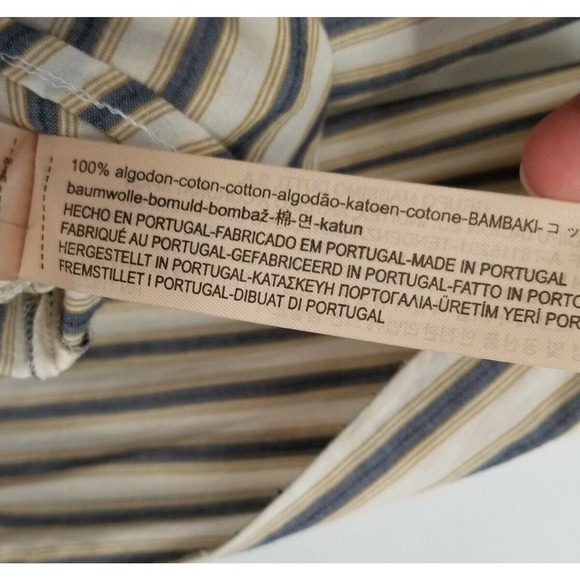 Mossimo Dutti Blue Tan Striped Button Down Shirt - Picture 4 of 6